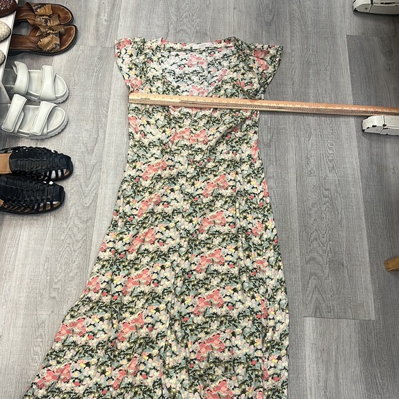 Loft Multicolor Floral Short Sleeve Summer Sundress Midi Dress size 10 - Picture 10 of 14